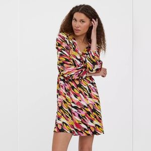 Vibrant Multicolor V-neck Dress